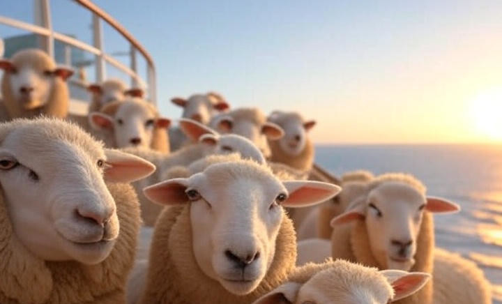 moutons et paquebot